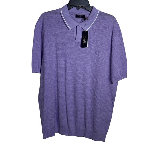 Polo Ralph Lauren Men's Cotton-Linen Sweater polo Powder Purple XL $125